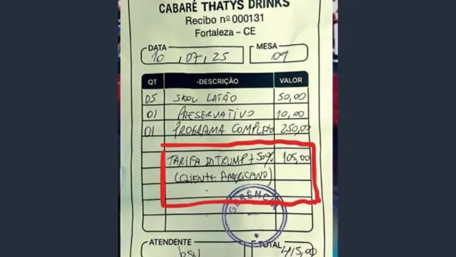 Cabaré no Ceará aplicou “tarifa de Trump” a americano? Veja o que se sabe